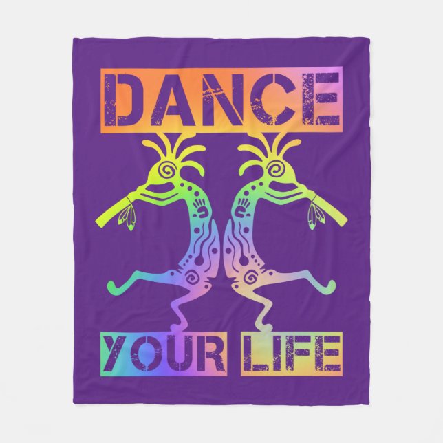 Native Americans Kokopelli - Dance Your Life 4 Fleece Blanket (Front)