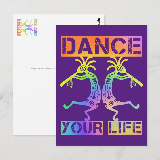 Native Americans Kokopelli - Dance Your Life 4 Postcard (Front/Back)