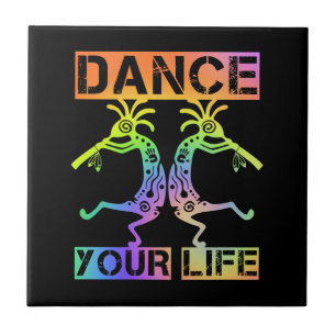 Native Americans Kokopelli - Dance Your Life 4 Tile
