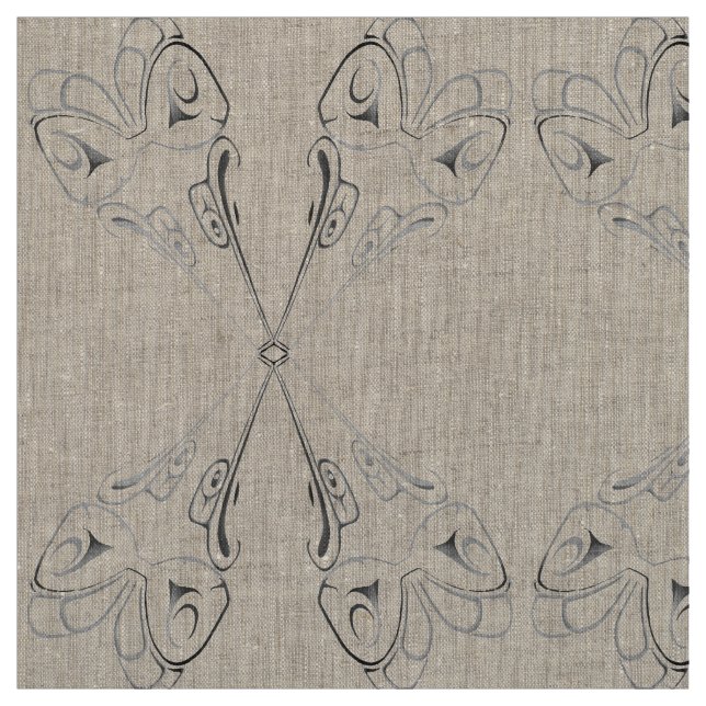 Native Art Fabric Eagle Totem Pole Tribal Fabric (Swatch)