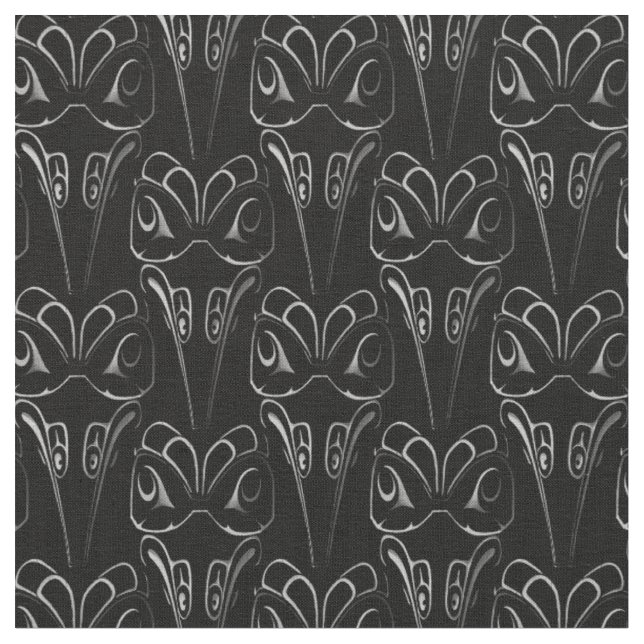 Native Art Fabric Eagle Totem Pole Tribal Fabric (Close Up)