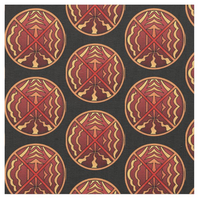 Native Art Fabric Earth Air Fire Water Fabrics (Close Up)