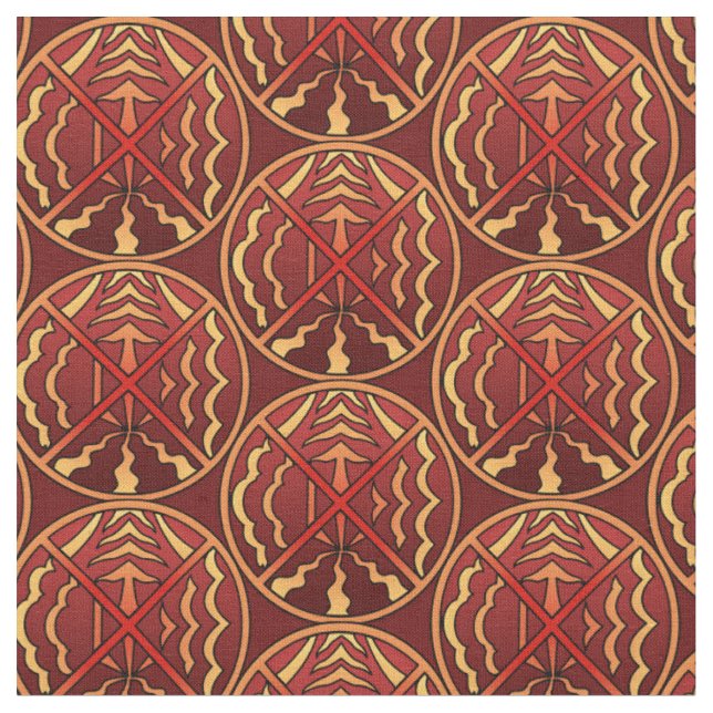 Native Art Fabric Tribal Spiritual Elements Fabric (Close Up)