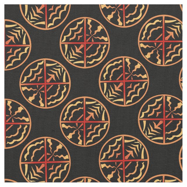 Native Art Fabric Tribal Spiritual Elements Fabric (Close Up)