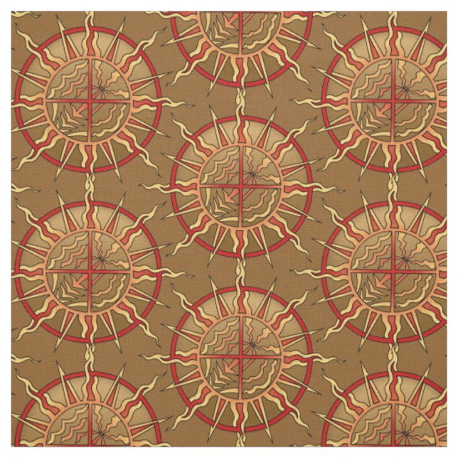 Native Art Fabric Tribal Spiritual Elements Fabric (Swatch)