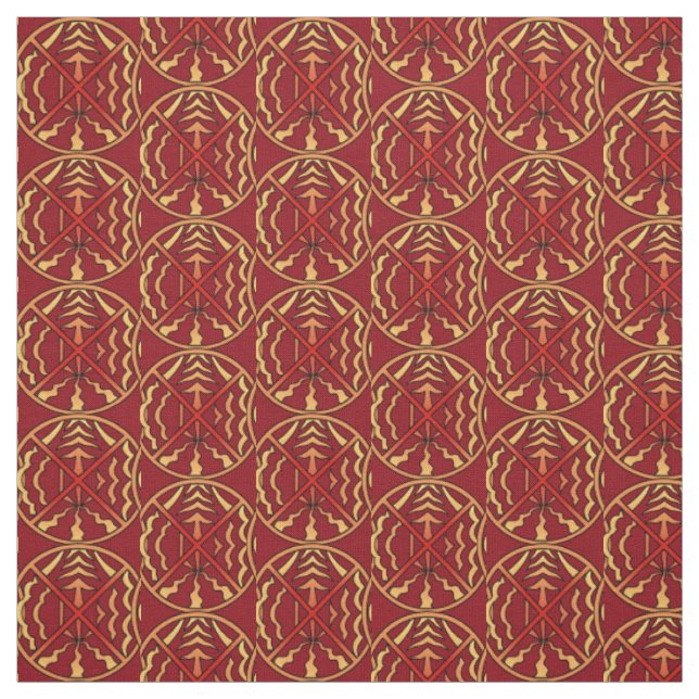 Native Art Fabric Tribal Spiritual Elements Fabric (Swatch)