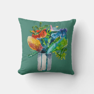 Native Australian Flowers watercolour Cushion