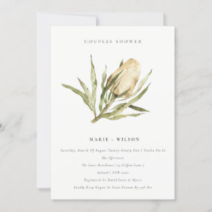 Native Banksia Watercolor Floral Couples Shower Invitation