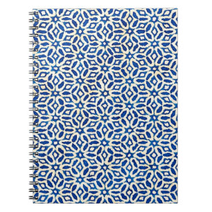Native batik watercolor artistic blue and white pa notebook
