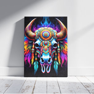 Native Bison Skull Canvas Print