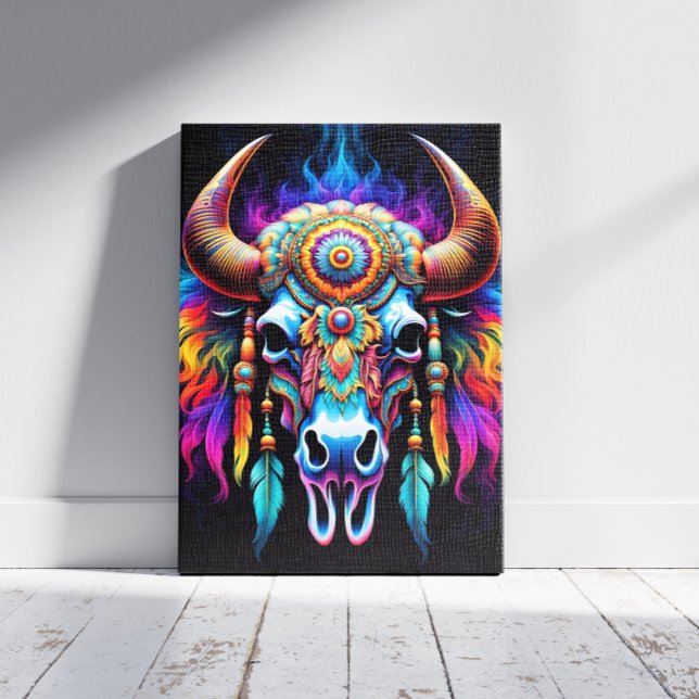Native Bison Skull Canvas Print (Creator Uploaded)