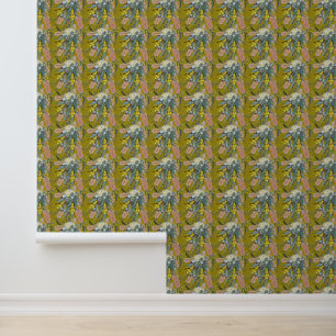 Native Bush Blooms Mustard Yellow Wallpaper