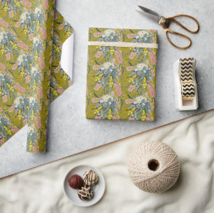 Native Bush Blooms Mustard Yellow Wrapping Paper