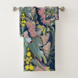 Native Bush Blooms Royal Blue Bath Towel Set