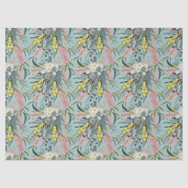 Native Bush Blooms Summer Blue Tissue Paper (Front)