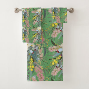 Native Bush Blooms Summer Green Bath Towel Set