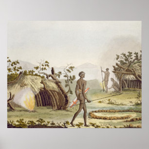 Native cabin, New Holland, plate 64 from 'Le Costu Poster