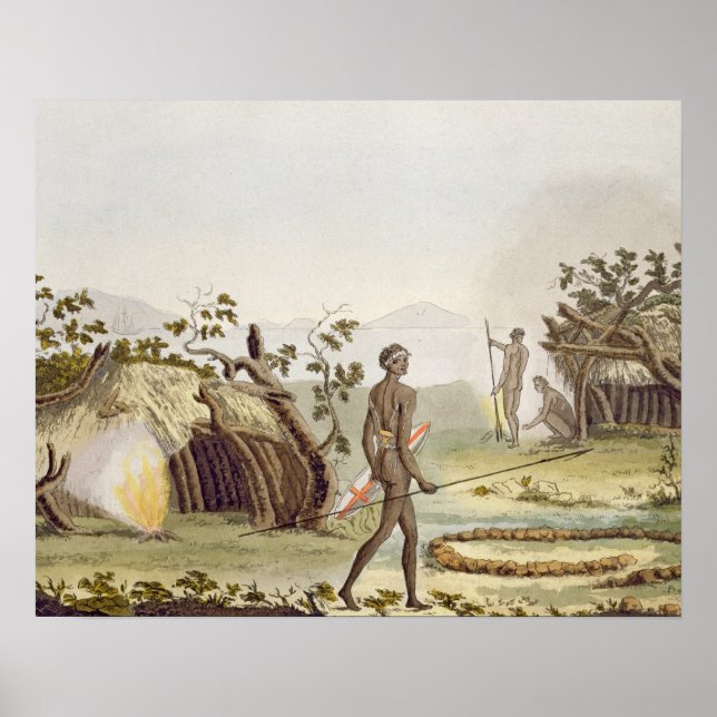 Native cabin, New Holland, plate 64 from 'Le Costu Poster (Front)