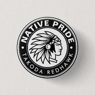Native Chief Logo Native Pride Personalised Name 3 Cm Round Badge