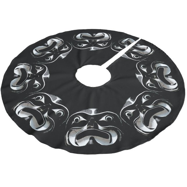 Native Christmas Tree Skirt Tribal Haida Decor (Angled)