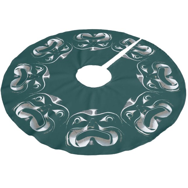 Native Christmas Tree Skirt Tribal Haida Decor (Angled)