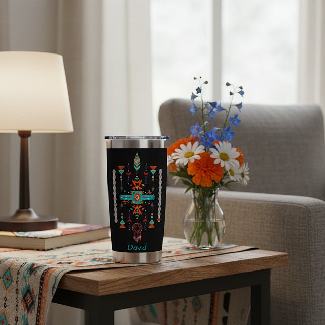 Native design custom personalised insulated tumbler (Creator Uploaded)