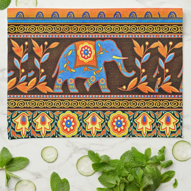 Native elephant tea towel (Folded)