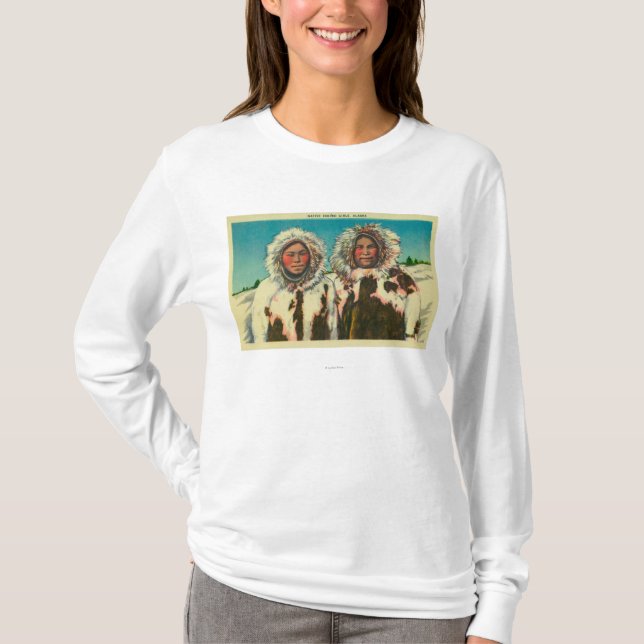 Native Eskimo Girls in AlaskaState T-Shirt (Front)