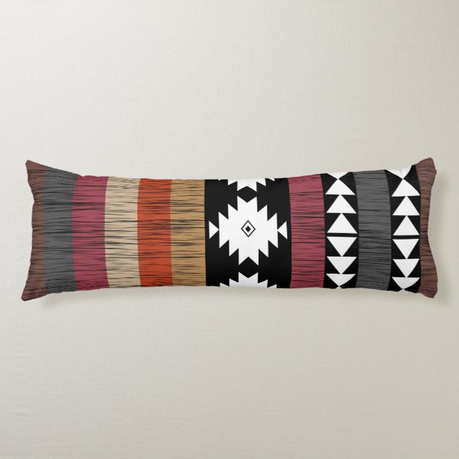 Native Ethnic Colourful Lines Pattern  Body Cushion (Front)