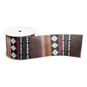 Native Ethnic Colourful Lines Pattern Satin Ribbon