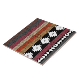 Native Ethnic Colourful Lines Pattern  Tile