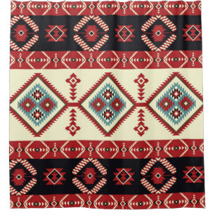 Native fabric. Geometric design kilim. Ethnic trib Shower Curtain