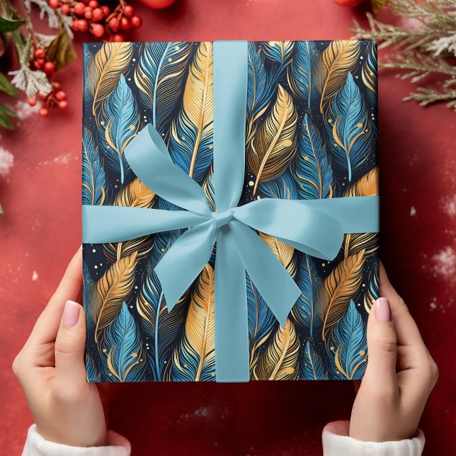 Native Feathers Pattern Tribal Boho Indigenous Wrapping Paper (Creator Uploaded)