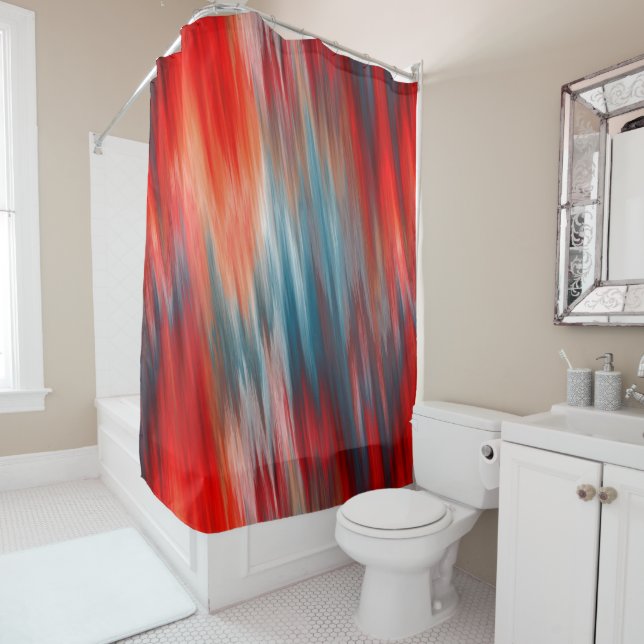 Native Fire Turquoise and red Shower Curtain (In Situ)