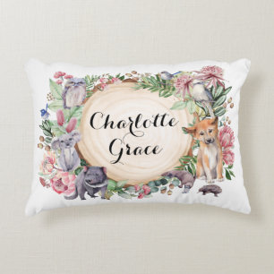 Native Floral Australian Animals Girl Nursery Decorative Cushion