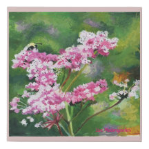 Native Flowers and bee on faux wrapped canvas
