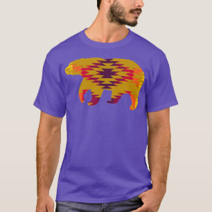 Native Geometric Print Tan Bear  T-Shirt