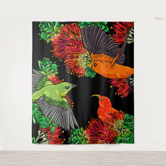 native hawaiian bird tapestry (Front)