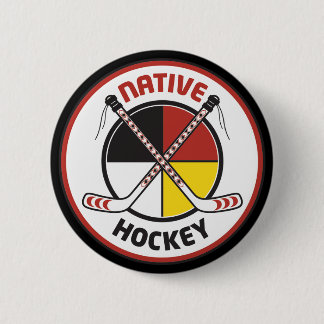 Native Hockey Fan Button