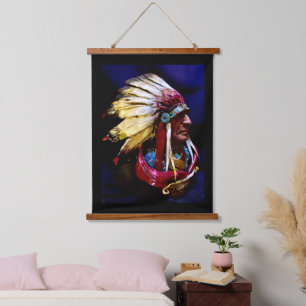 Native "Hunkpapa Chief "original art Hanging Tapestry