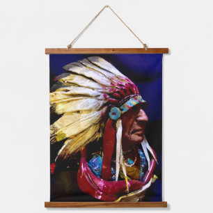 Native "Hunkpapa" Chief original art Hanging Tapestry