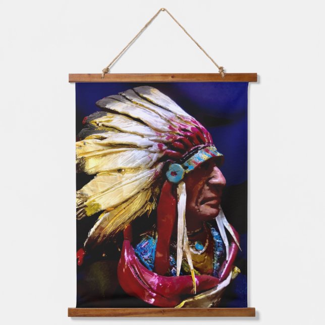Native "Hunkpapa" Chief original art Hanging Tapestry (Front)