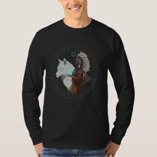 Native Indian American Day Pride Tribal Wolf Ameri T-Shirt
