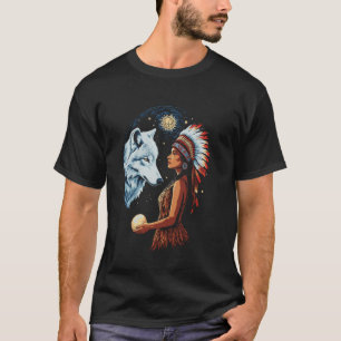 Native Indian American Day Pride Tribal Wolf Ameri T-Shirt