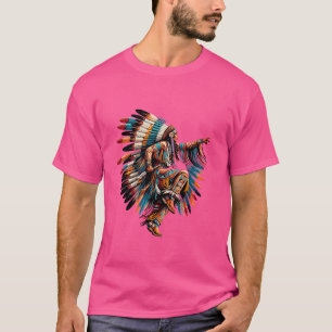 Native Indian  Cherokee Tribe Chief  Feather Headd T-Shirt