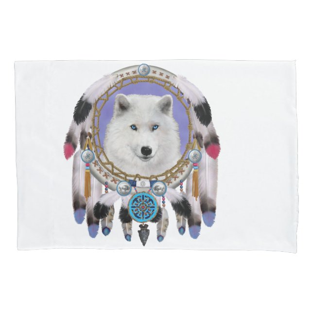 Native Indian Wolf Spirit Pillowcase (Front)