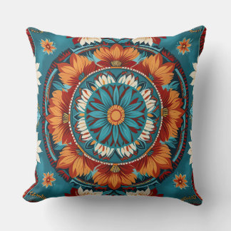 Native inspired floral abstract cushion