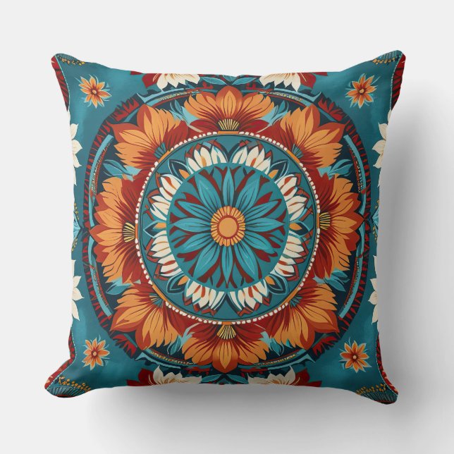 Native inspired floral abstract cushion (Front)