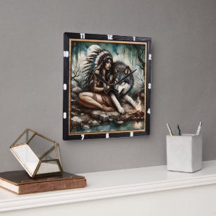 Native Journey: Mountain Air Evening Dream Square Wall Clock
