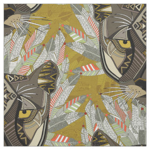 native mountain lion gold fabric